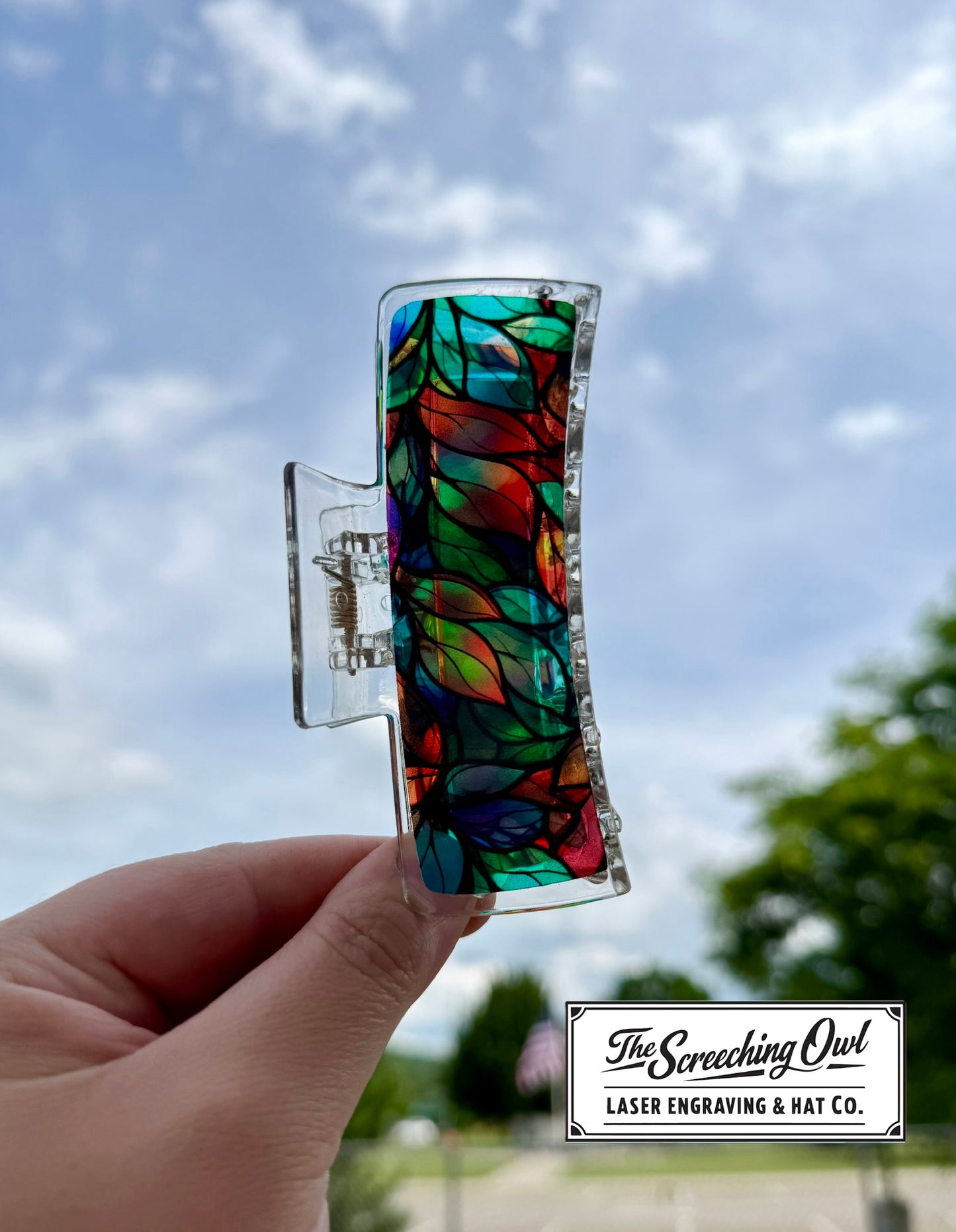 Stained Glass Leaves Claw Clip