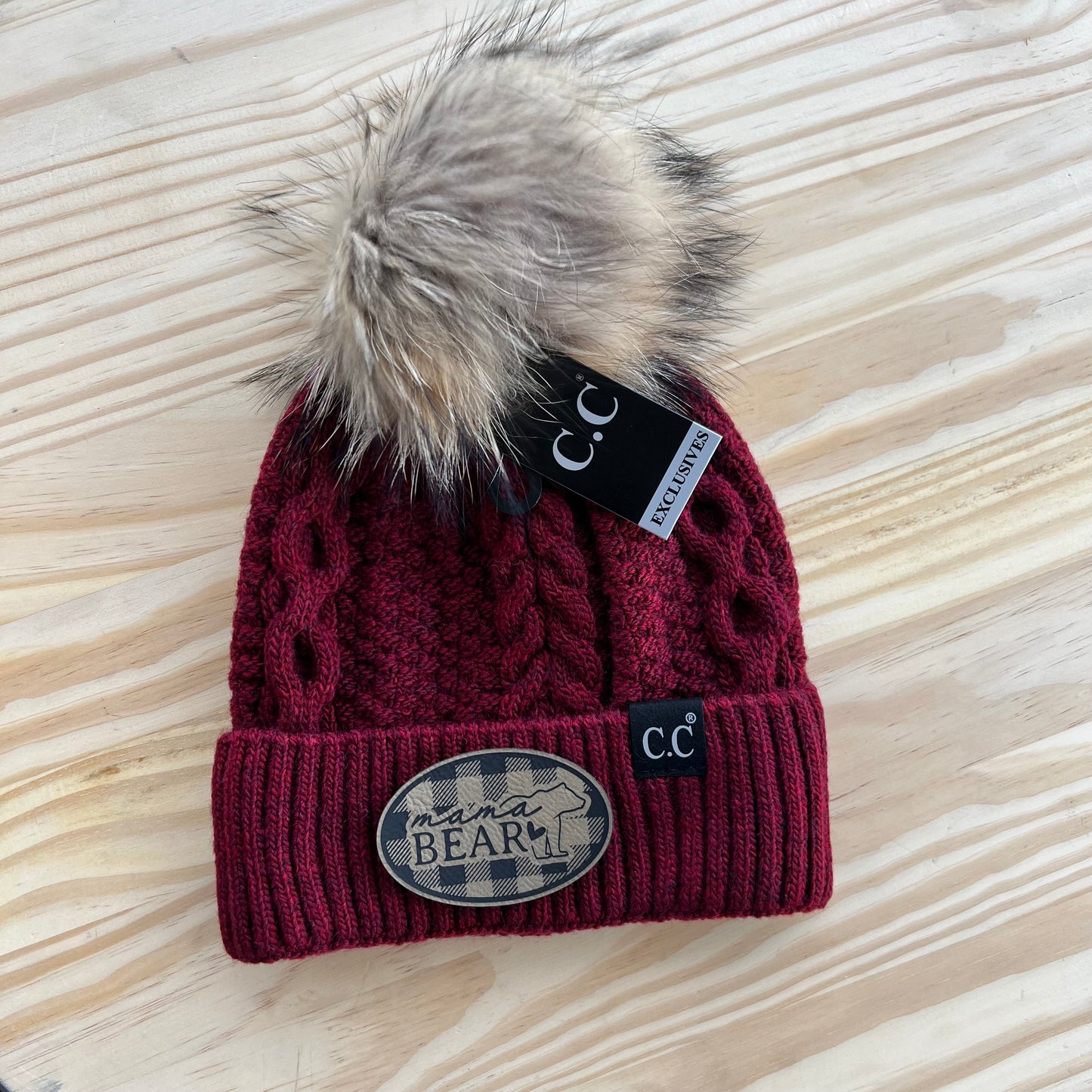 C.C Beanie Exclusive - Black Label Ribbed Cuff - Pick Your Patch - Burgundy