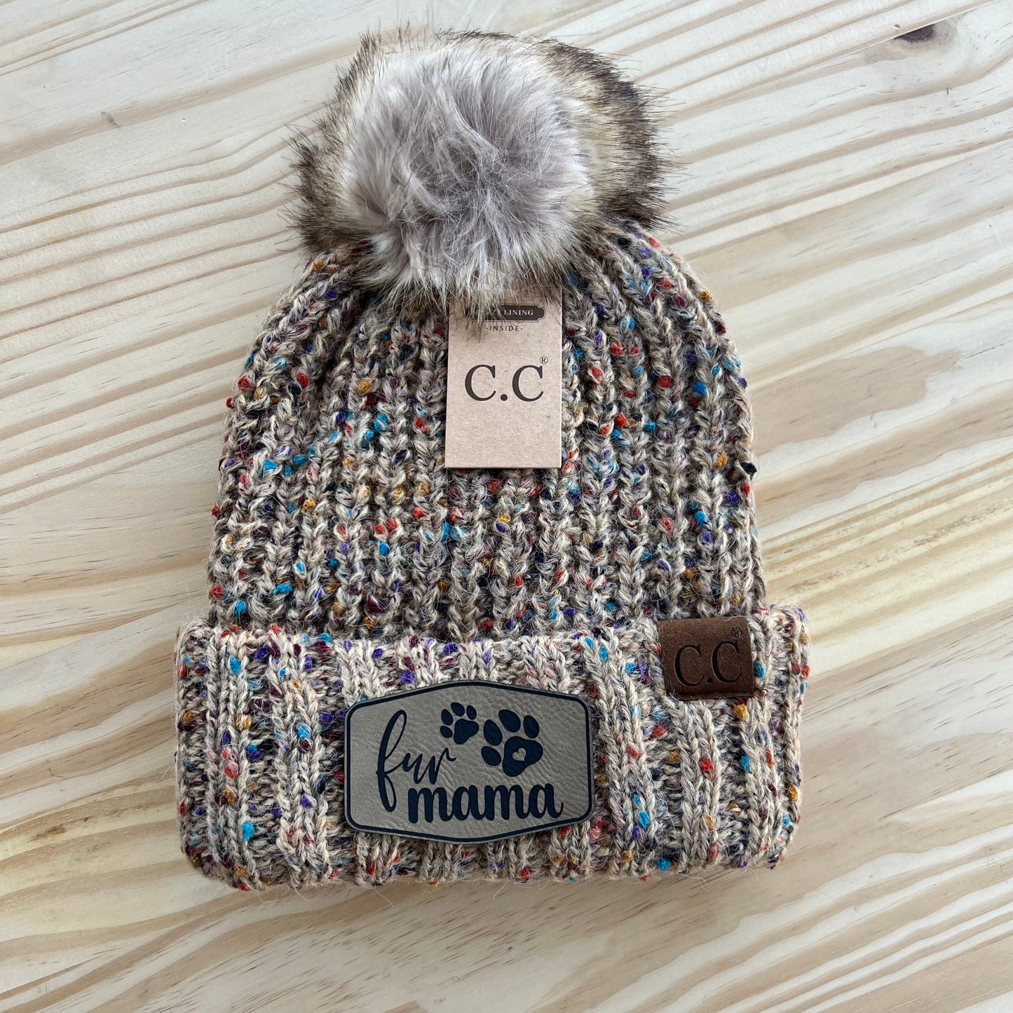 C.C Beanie - Confetti Ribbed - Pick Your Patch - Camel