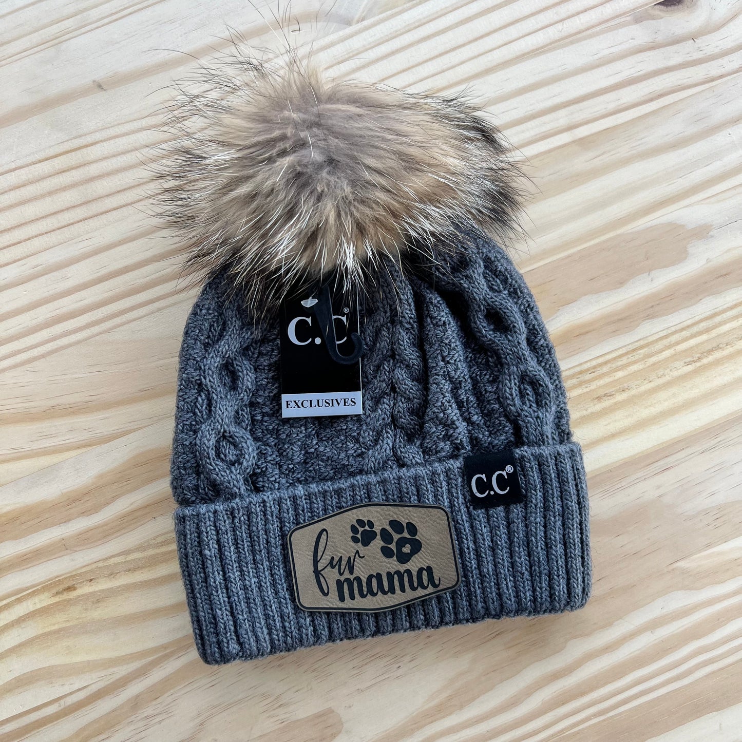 C.C Beanie Exclusive - Black Label Ribbed Cuff - Pick Your Patch - Dark Gray