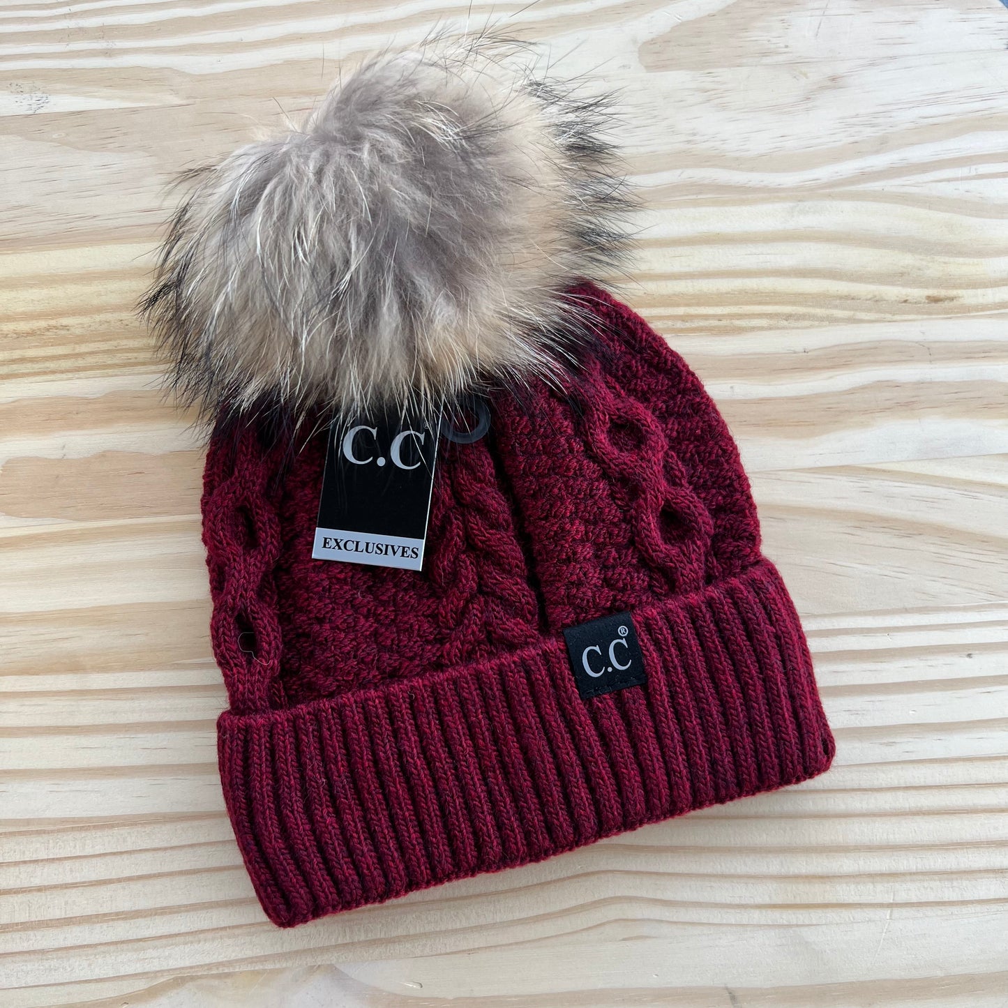 C.C Beanie Exclusive - Black Label Ribbed Cuff - Pick Your Patch - Burgundy