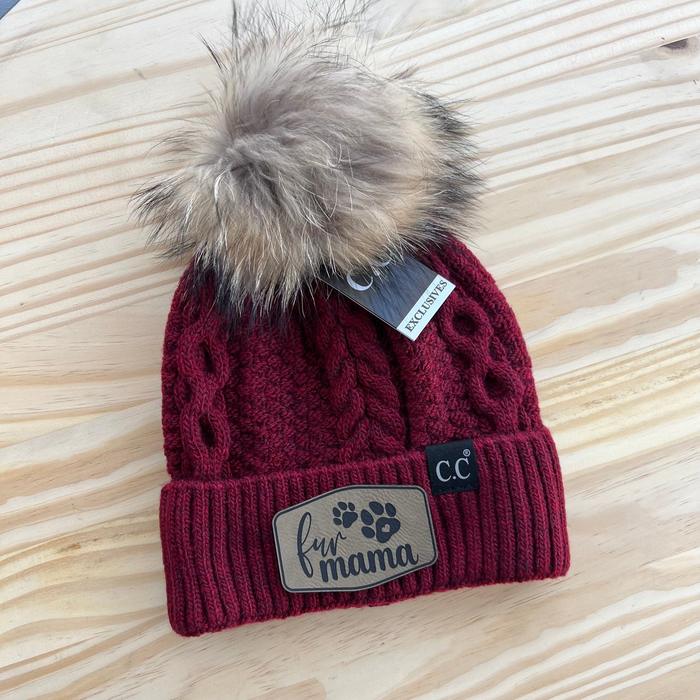 C.C Beanie Exclusive - Black Label Ribbed Cuff - Pick Your Patch - Burgundy