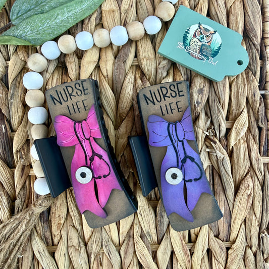 Nurse Life Bow Claw Clip