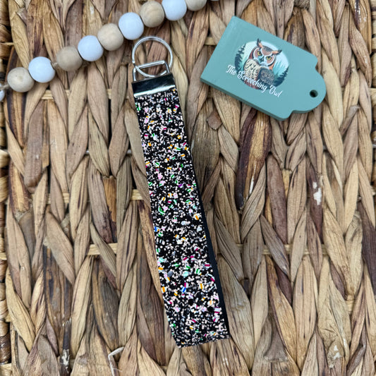Black Rainbow Glitter Key Fob