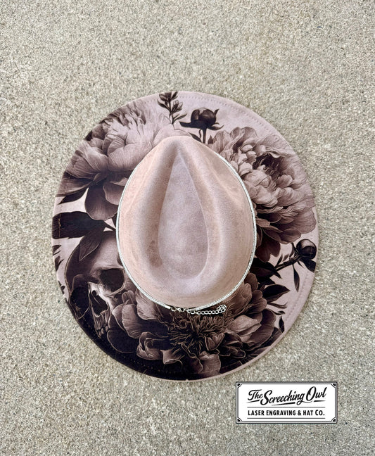Skull & Peony Wide Brim Hat
