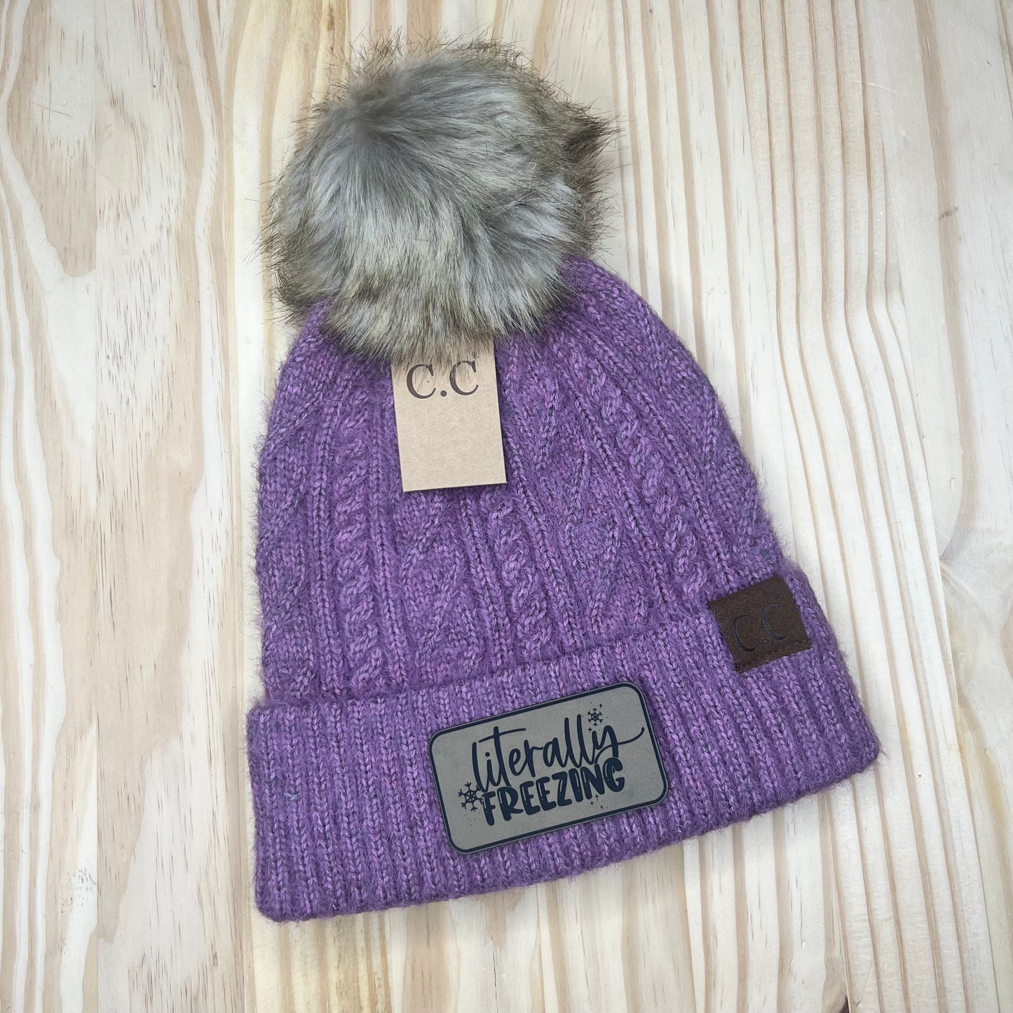 C.C Beanie - Cable Knit - Pick Your Patch - Lavender