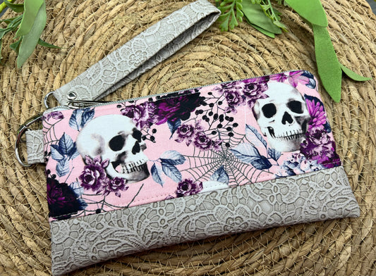 Purple Skulls Wristlet Wallet