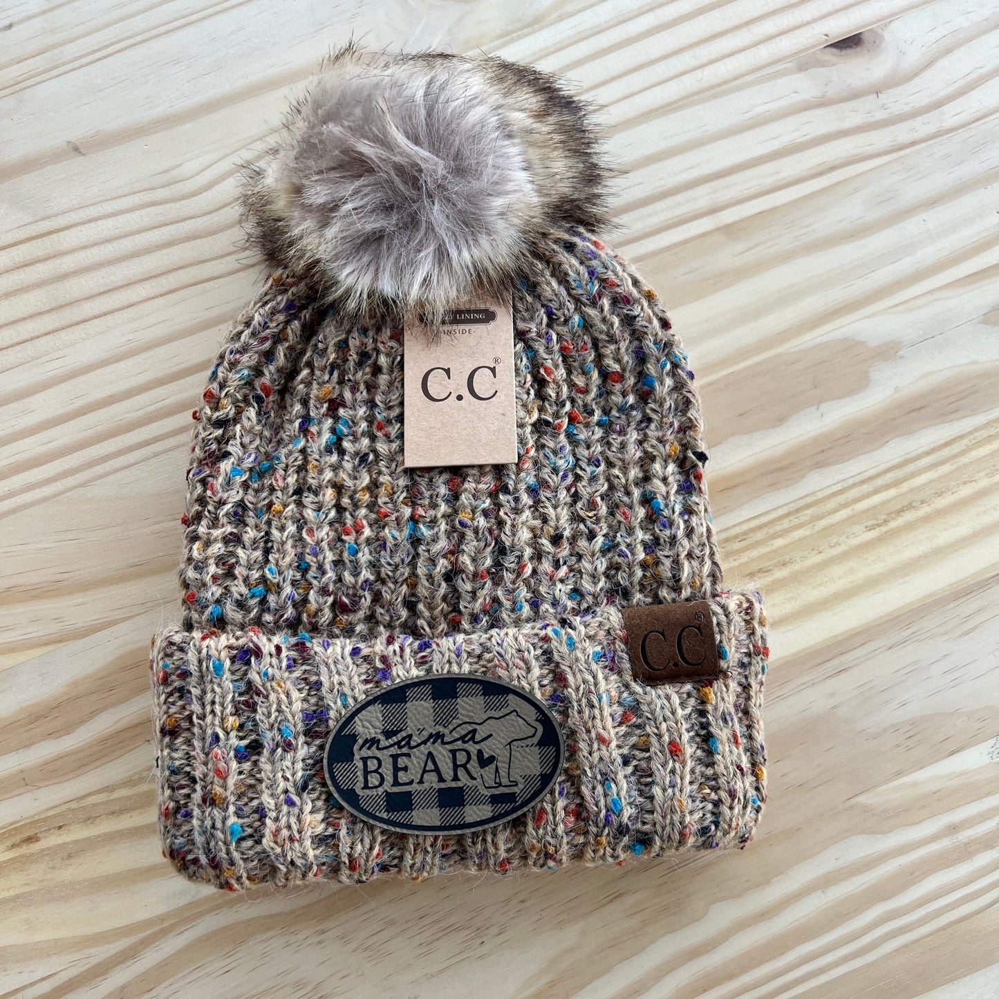 C.C Beanie - Confetti Ribbed - Pick Your Patch - Camel