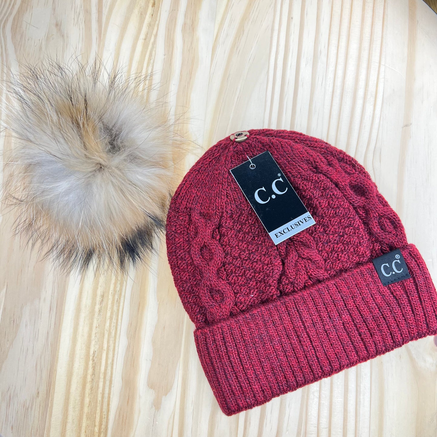 C.C Beanie Exclusive - Black Label Ribbed Cuff - Pick Your Patch - Burgundy