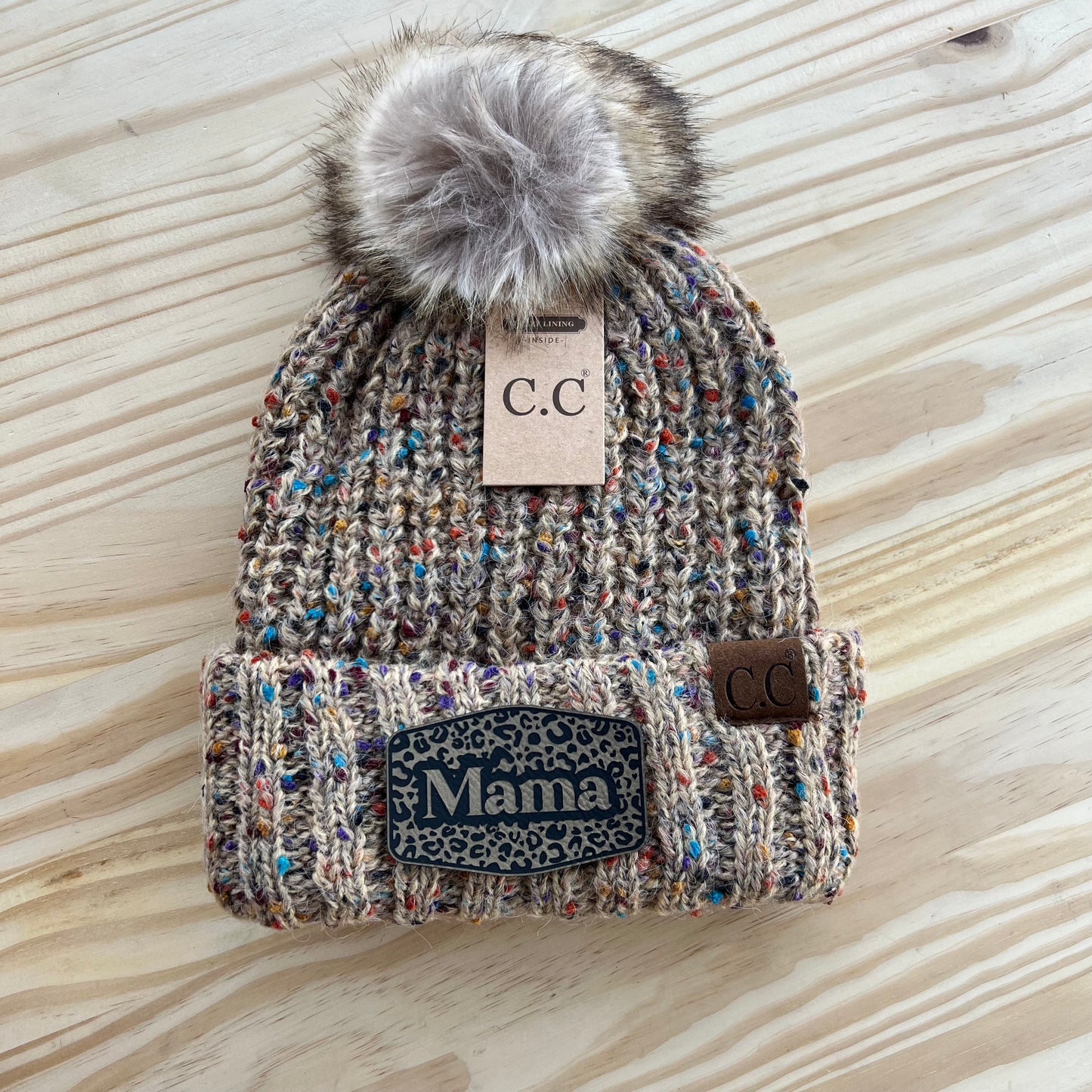 C.C Beanie - Confetti Ribbed - Pick Your Patch - Camel