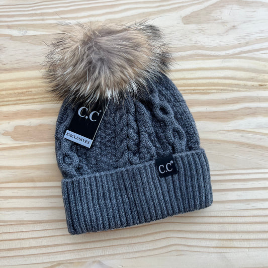 C.C Beanie Exclusive - Black Label Ribbed Cuff - Pick Your Patch - Dark Gray