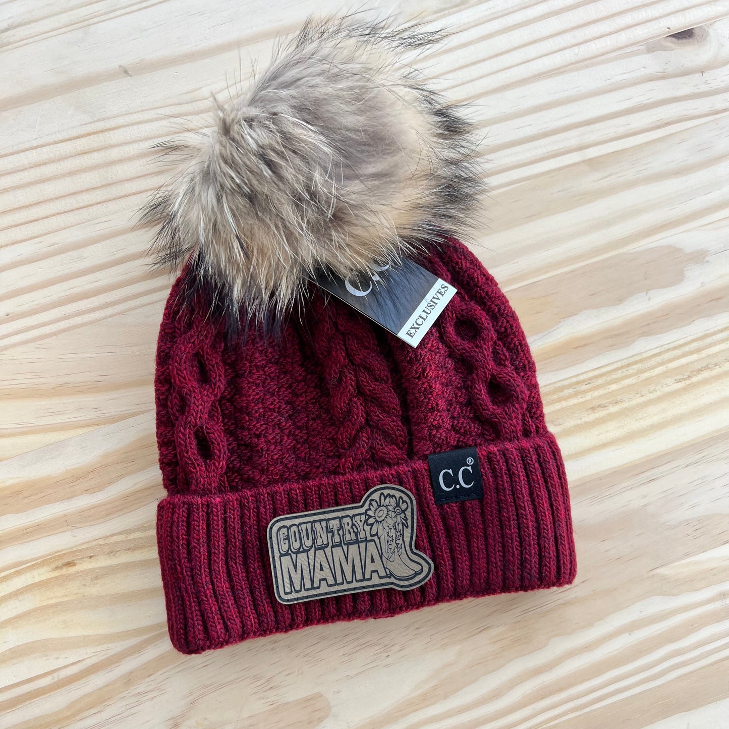 C.C Beanie Exclusive - Black Label Ribbed Cuff - Pick Your Patch - Burgundy