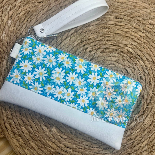 Blue Daisy Wristlet Wallet