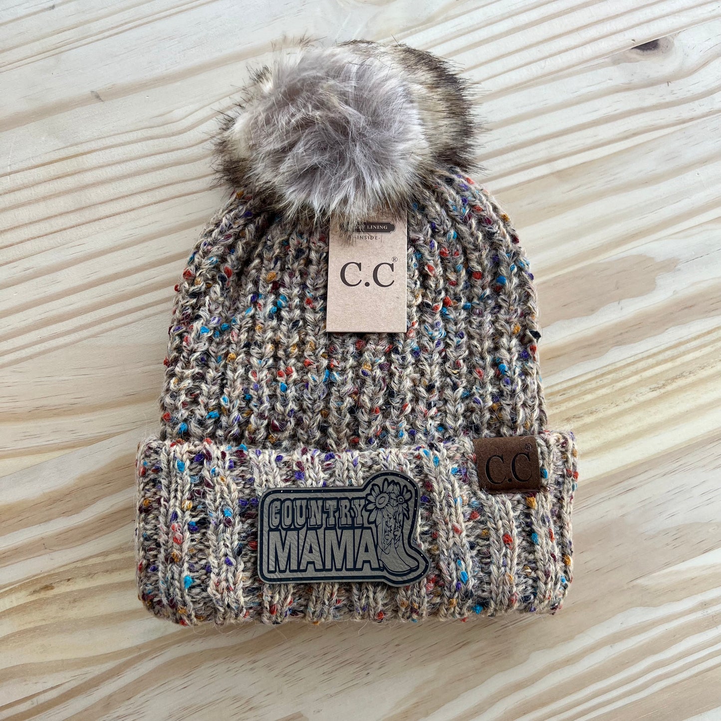 C.C Beanie - Confetti Ribbed - Pick Your Patch - Camel