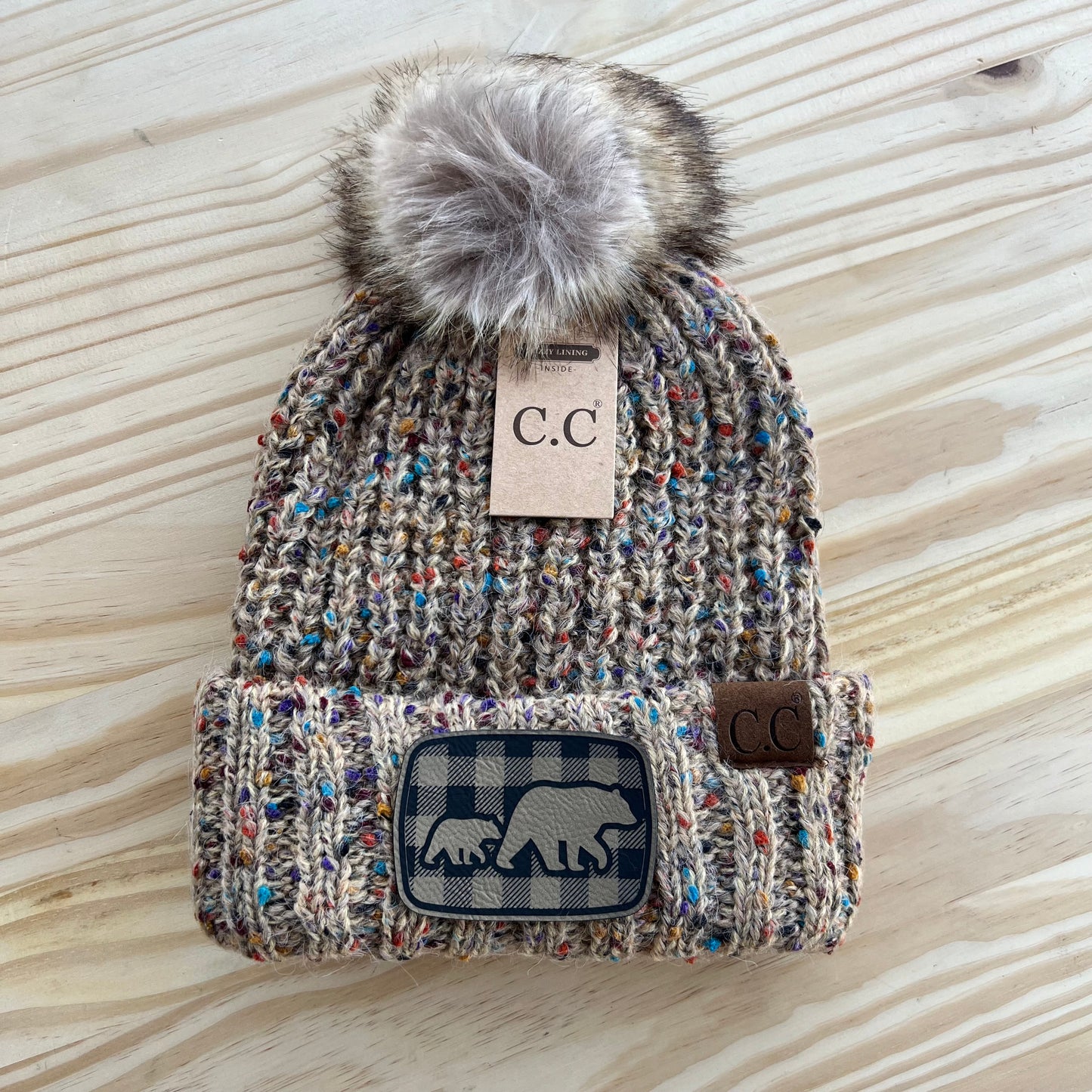 C.C Beanie - Confetti Ribbed - Pick Your Patch - Camel