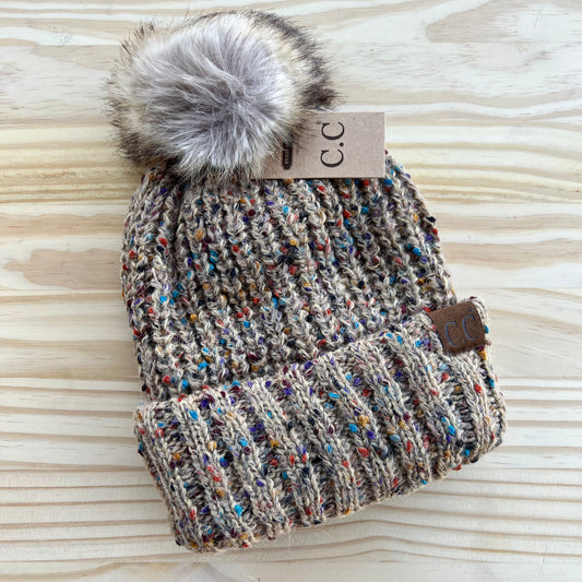 C.C Beanie - Confetti Ribbed - Pick Your Patch - Camel