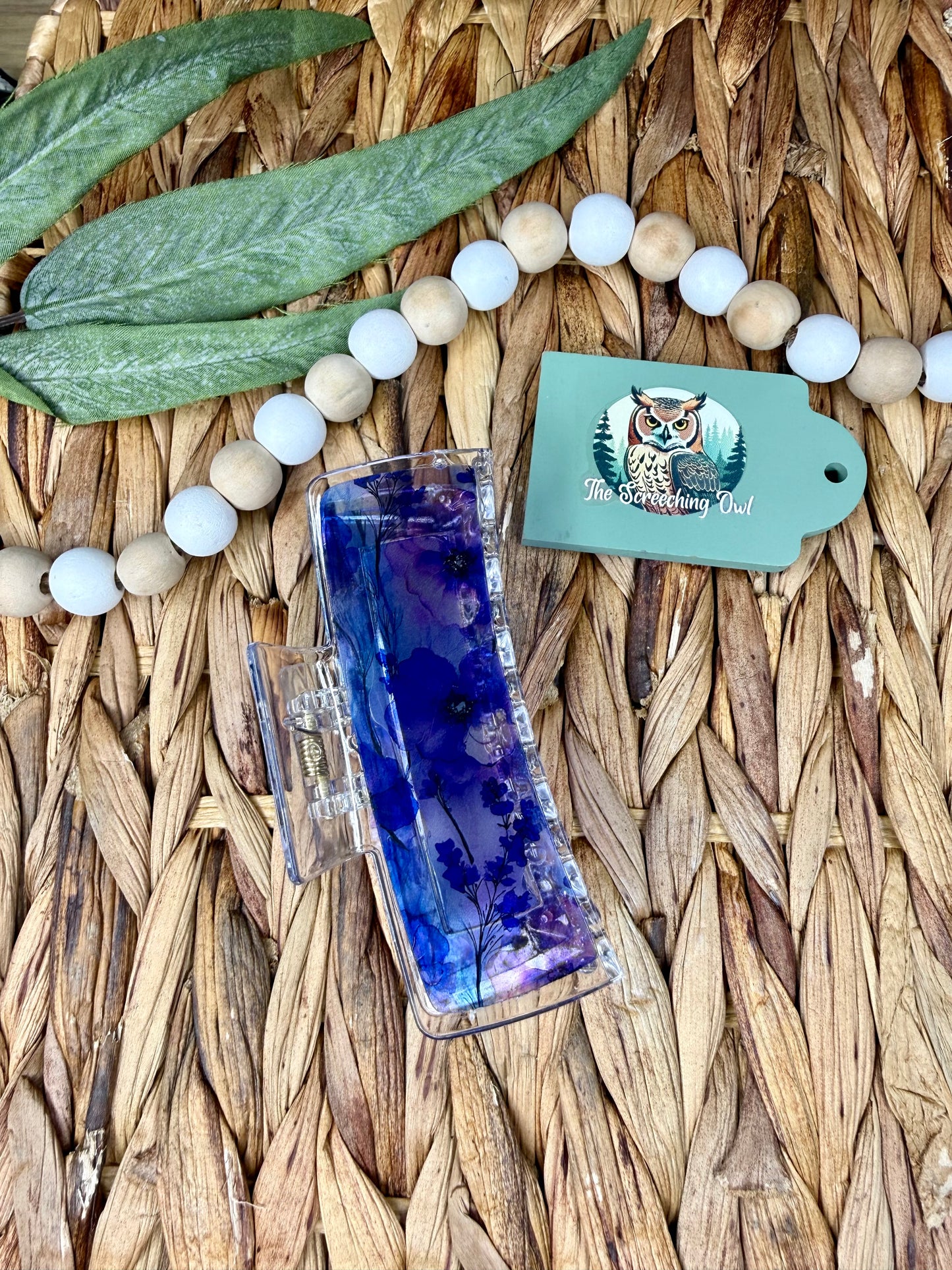 Purple Flower Stained Glass Claw Clip