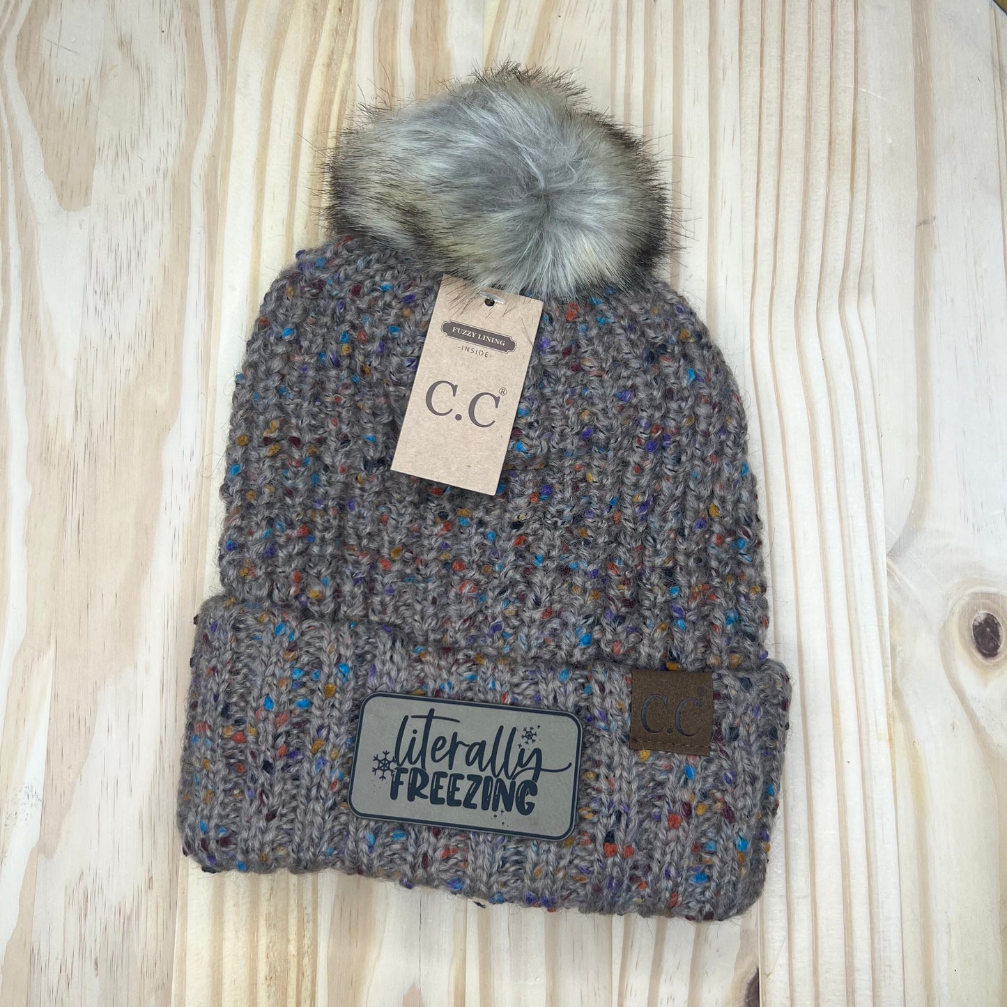 C.C Beanie - Confetti Ribbed - Pick Your Patch - Taupe