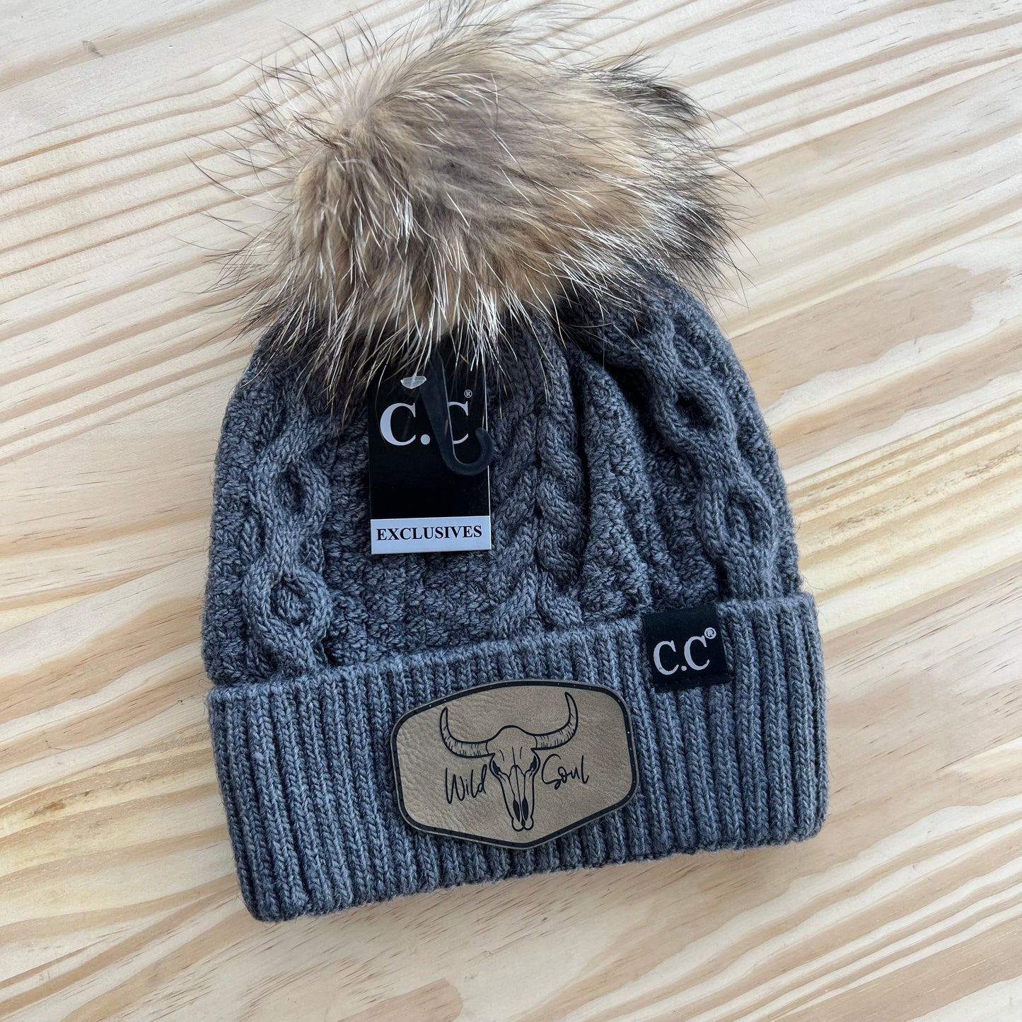 C.C Beanie Exclusive - Black Label Ribbed Cuff - Pick Your Patch - Dark Gray