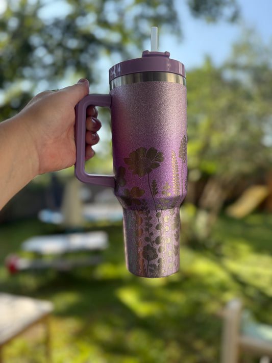 Wildflowers - Purple Glitter 40oz Tumbler