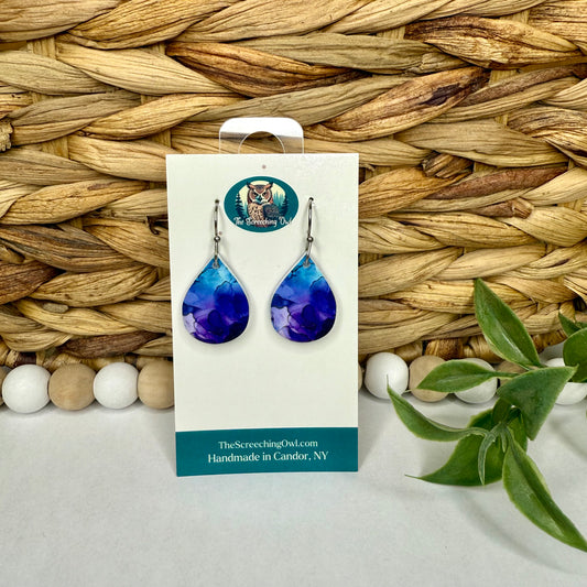 Alcohol Ink Mini Teardrop Earrings