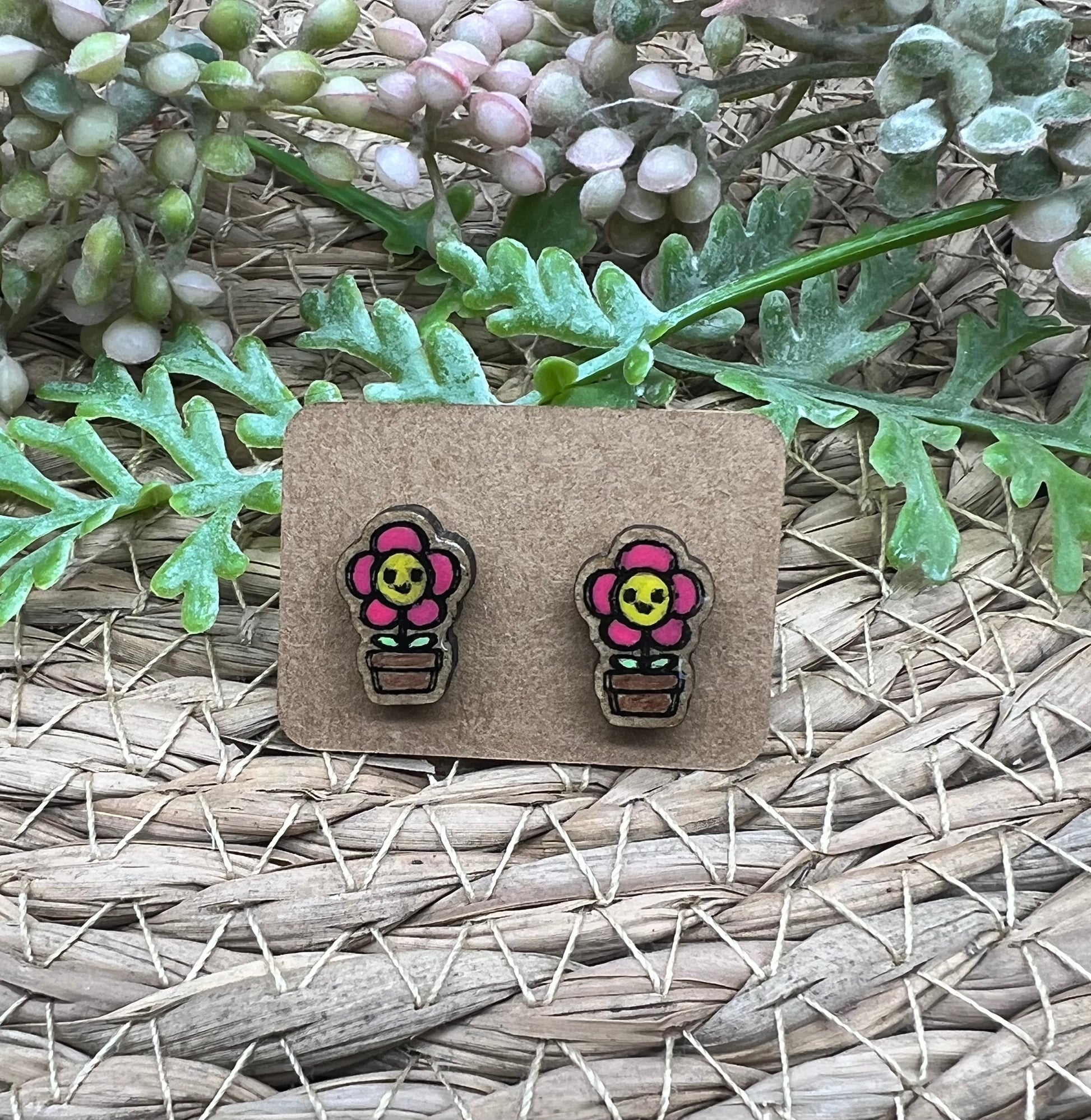 pot plant earrings Flower Pot Stud Earrings