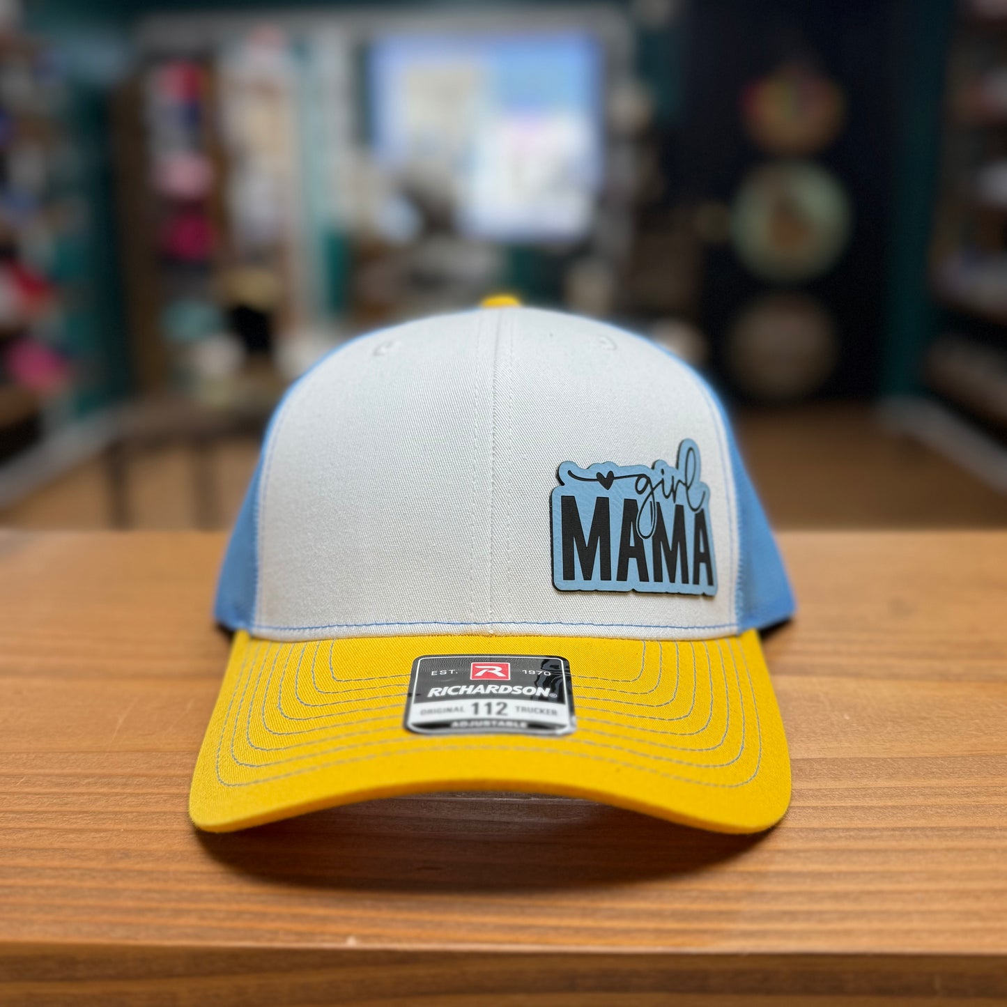 Girl Mama Hat - White/Blue/Yellow