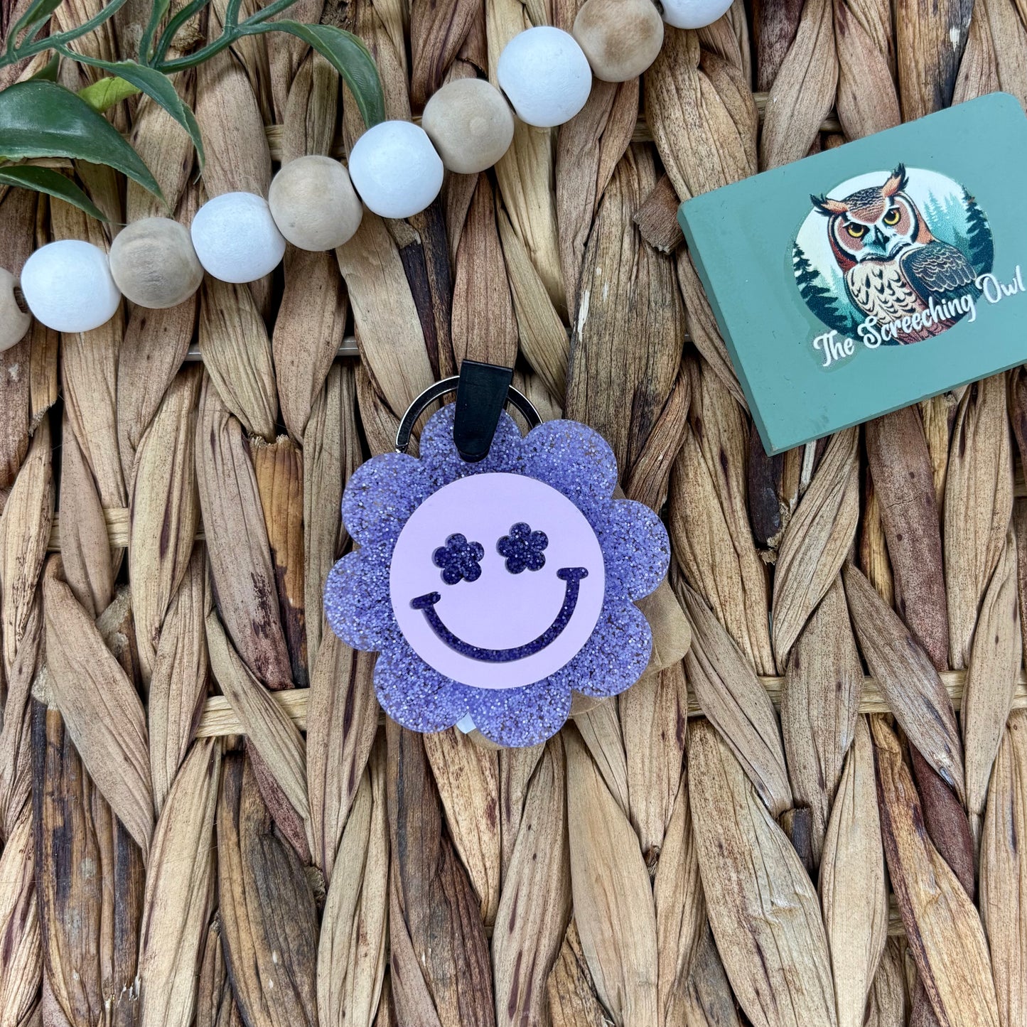 Smiley Flower Keychain