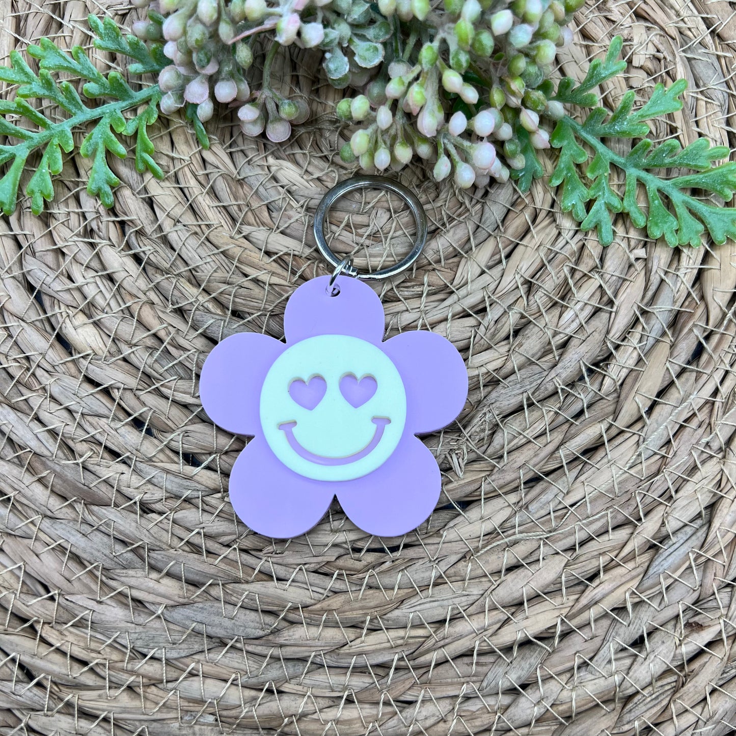 Smiley Daisy Keychain