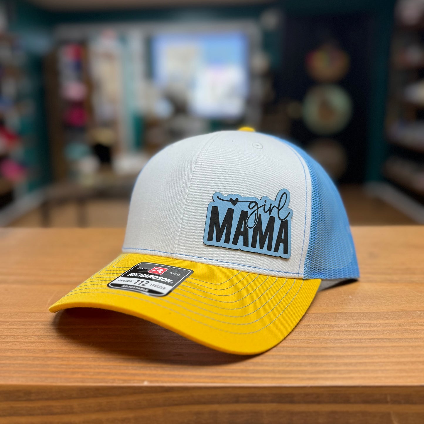 Girl Mama Hat - White/Blue/Yellow