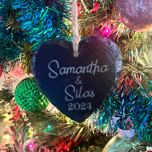 Slate Heart Ornament - Personalized