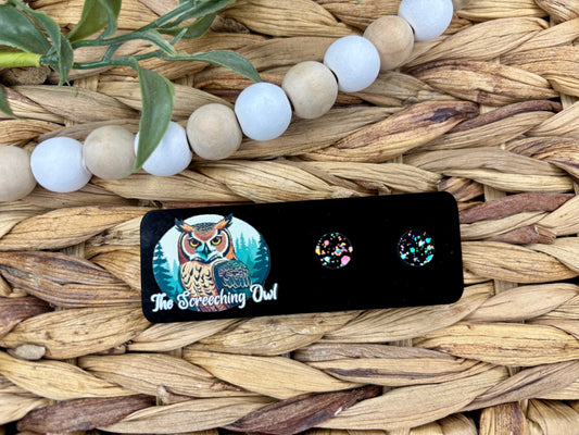 Black Holographic Glitter Stud Earrings