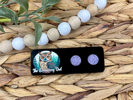 Lavender Glitter Stud Earrings
