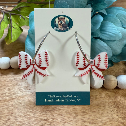 Baseball Bow Earrings
