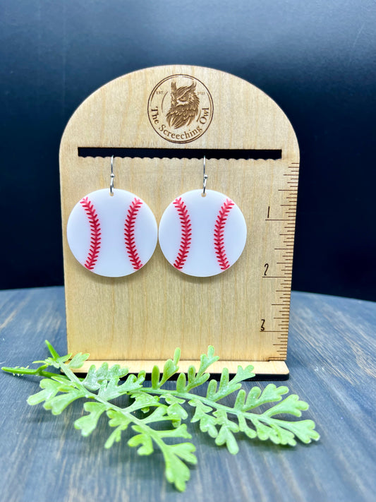 Baseball Earrings - Acrylic