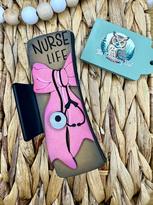 Nurse Life Bow Claw Clip