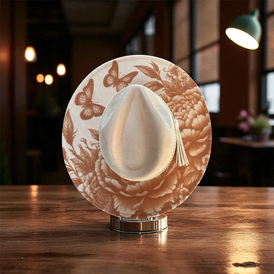 Peonies & Butterflies Wide Brim Hat