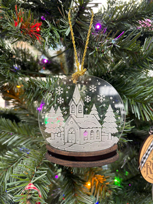 Church Snow Globe Ornament