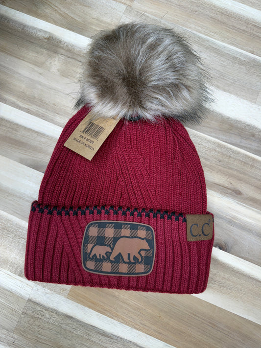 C.C Beanie - Bear and Cub - Burgundy