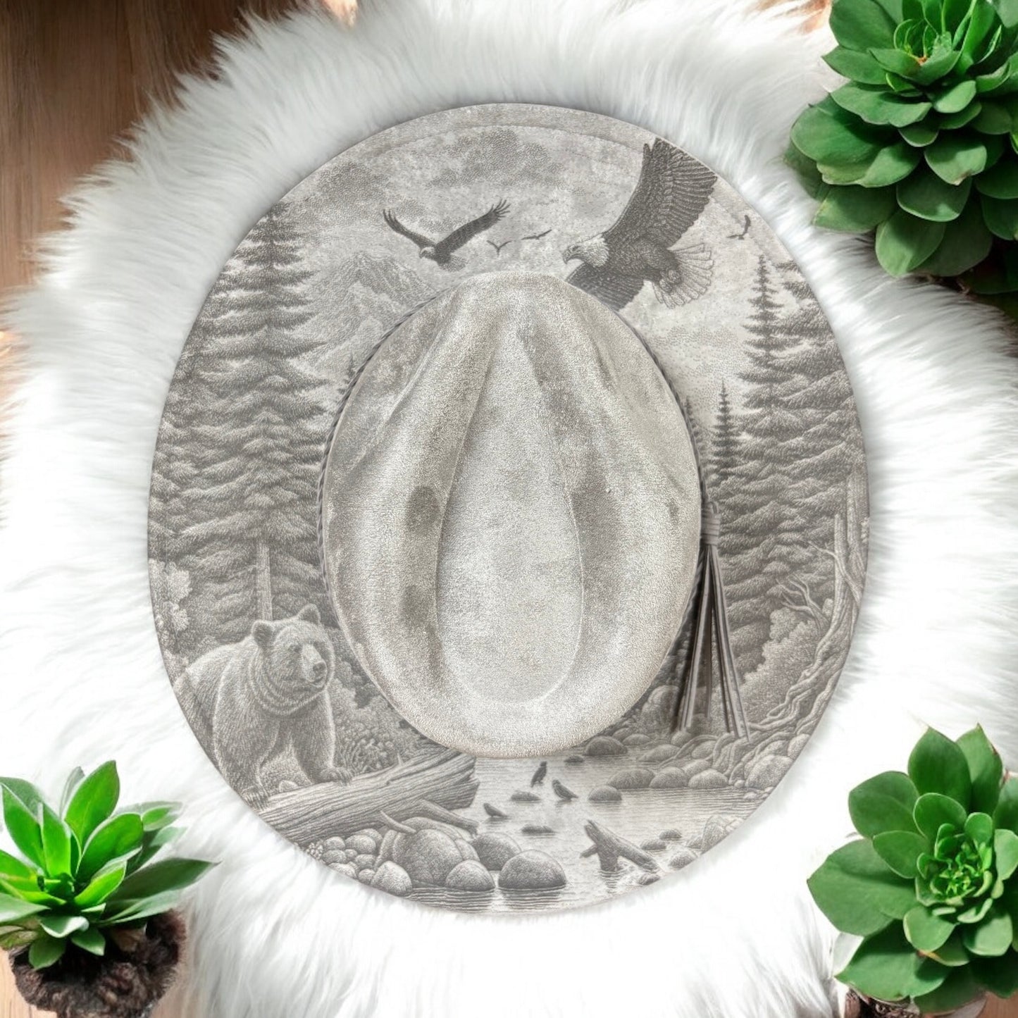 Bear & Eagles Wide Brim Hat - Gray