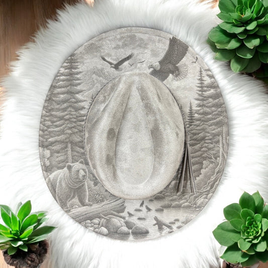 Bear & Eagles Wide Brim Hat - Gray