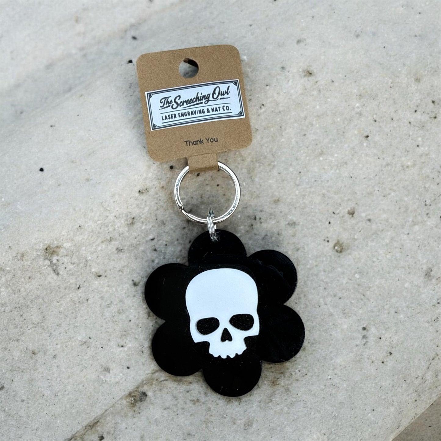 Classic Skull Flower Keychain
