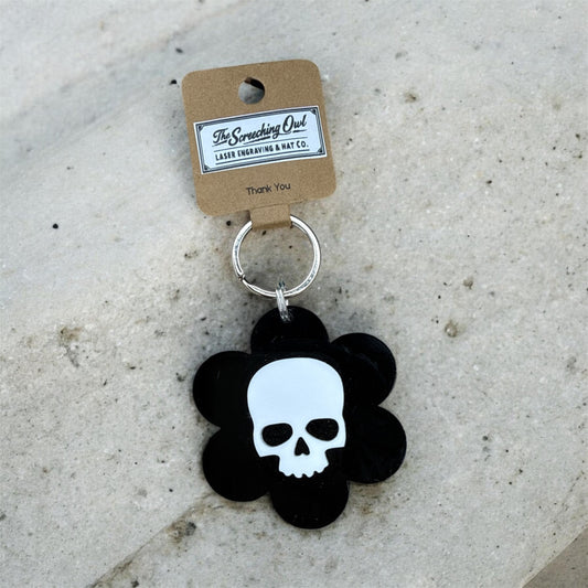 Classic Skull Flower Keychain