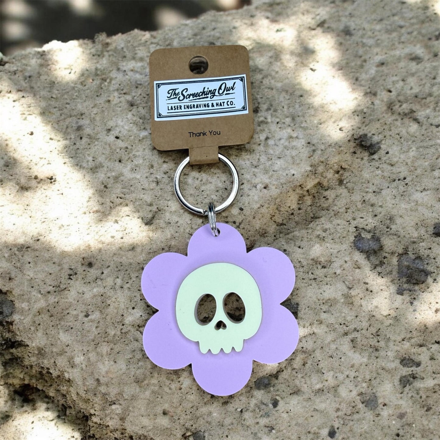 Daisy Skull Keychain