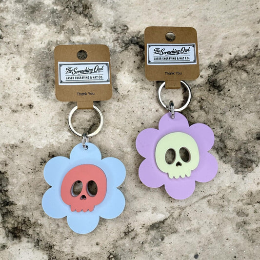 Daisy Skull Keychain