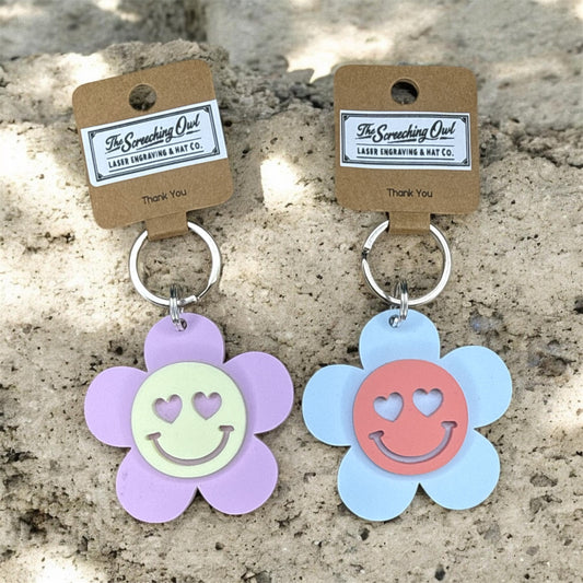 Smiley Daisy Keychain