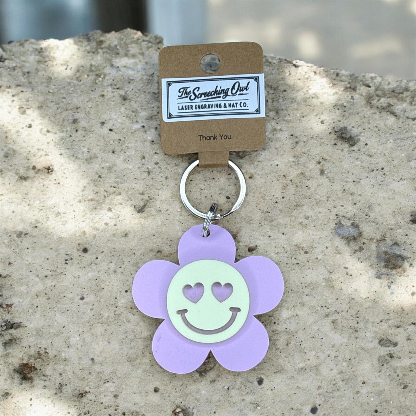 Smiley Daisy Keychain