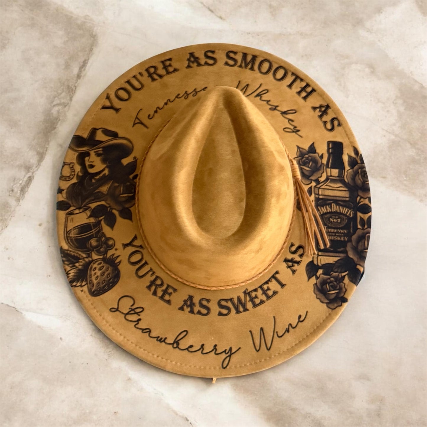 Tennessee Whiskey, Strawberry Wine Wide Brim Hat