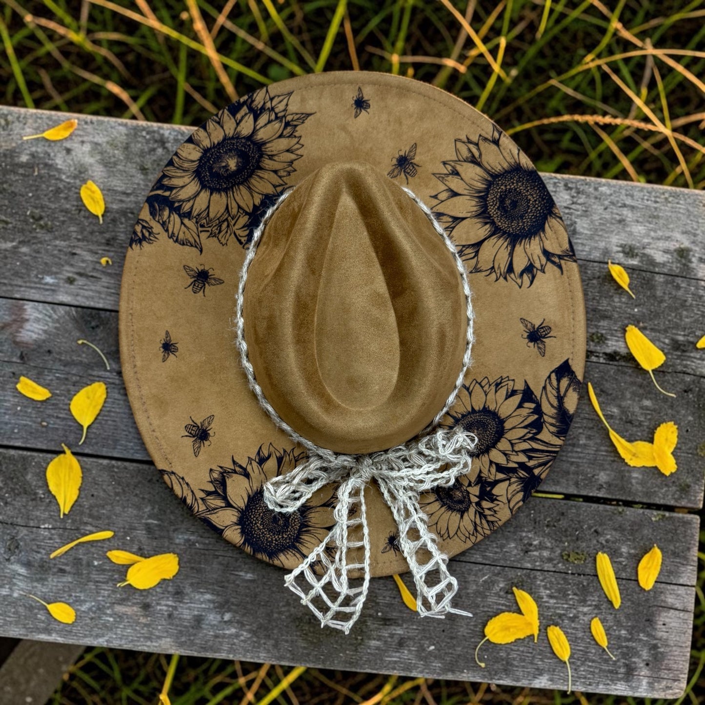 Sunflower & Bees Wide Brim Hat