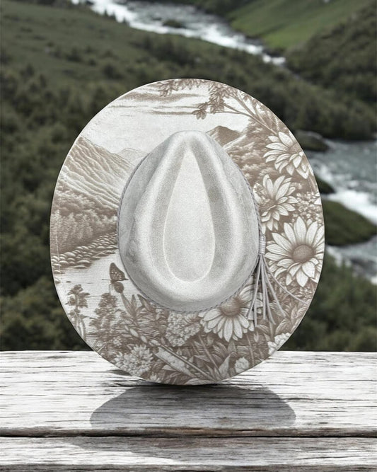 Mountains & Flowers Wide Brim Hat